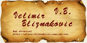 Velimir Bliznaković vizit kartica